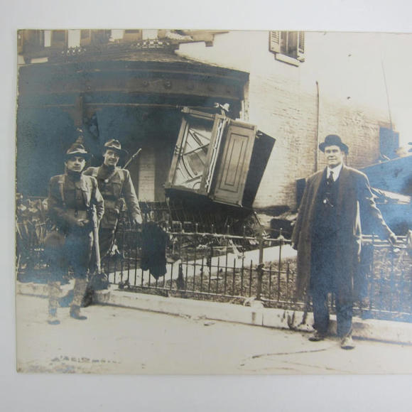 Real Photo Postcard RPPC 1913 Dayton Ohio Flood Damage City Street & Buildings - Picture 2 of 12